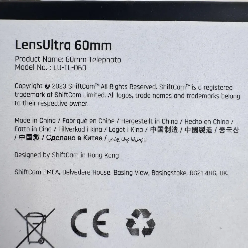 ShiftCam LensUltra 60mm Telephoto Lens 2x Mobile Phone Camera Open Box